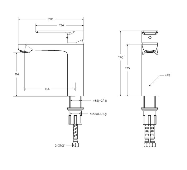 Смеситель для раковины с донным клапаном CEZARES STYLUS-LS-IN, цвет Сатин