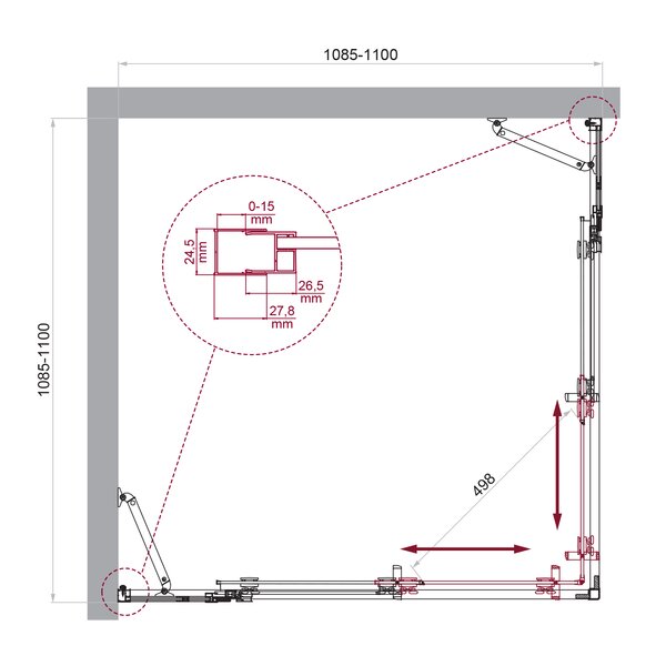 Душевой уголок BelBagno LUCE-A-22-90+20-P-Cr