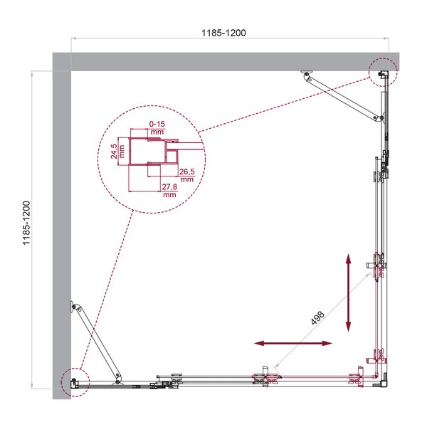 Душевой уголок BelBagno LUCE-A-22-90+30-C-Cr