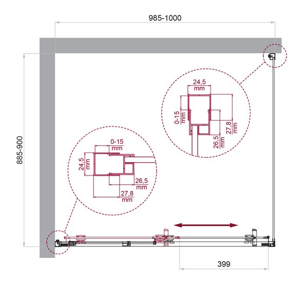Душевой уголок BelBagno LUCE-AH-1-100/90-C-Cr