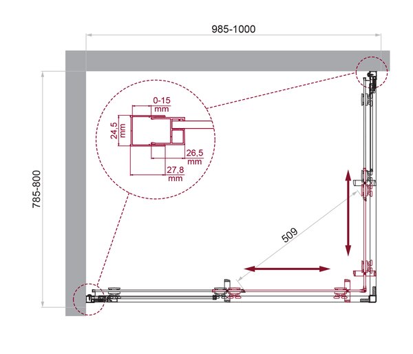 Душевой уголок BelBagno LUCE-AH-2-100/80-P-Cr