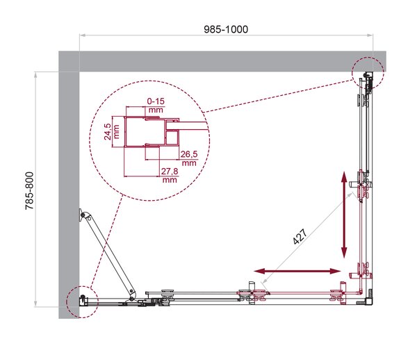 Душевой уголок BelBagno LUCE-AH-21-100/80-C-Cr