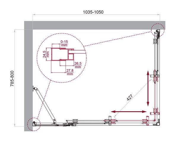 Душевой уголок BelBagno LUCE-AH-21-105/80-C-Cr