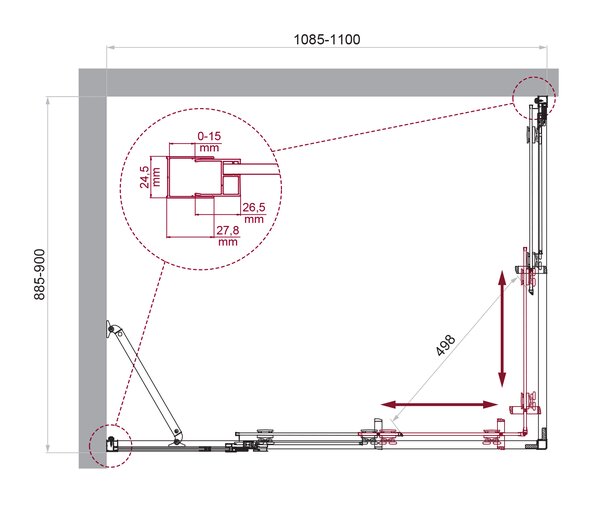 Душевой уголок BelBagno LUCE-AH-21-110/90-P-Cr