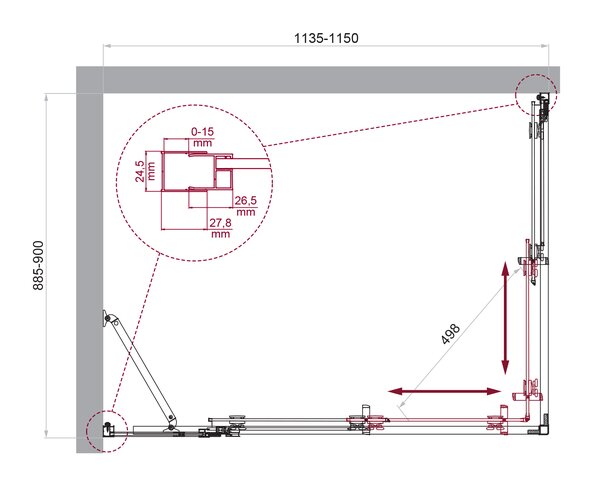 Душевой уголок BelBagno LUCE-AH-21-115/90-C-Cr