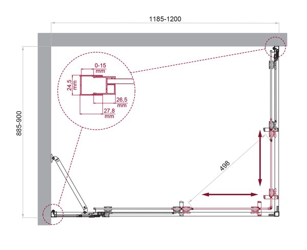Душевой уголок BelBagno LUCE-AH-21-120/90-C-Cr