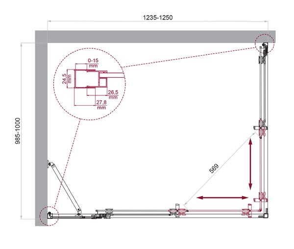 Душевой уголок BelBagno LUCE-AH-21-125/100-C-Cr
