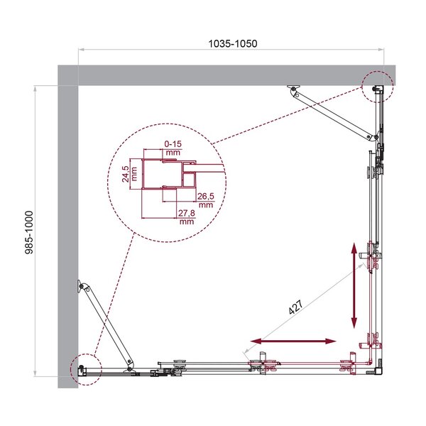Душевой уголок BelBagno LUCE-AH-22-105/100-C-Cr