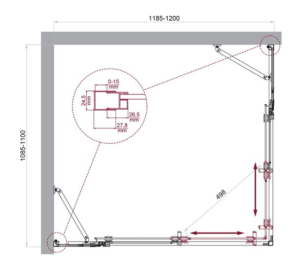 Душевой уголок BelBagno LUCE-AH-22-120/110-C-Cr