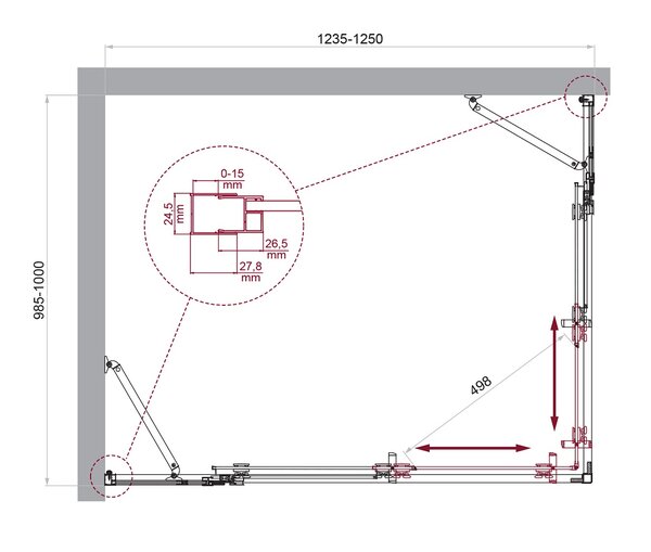 Душевой уголок BelBagno LUCE-AH-22-125/100-C-Cr