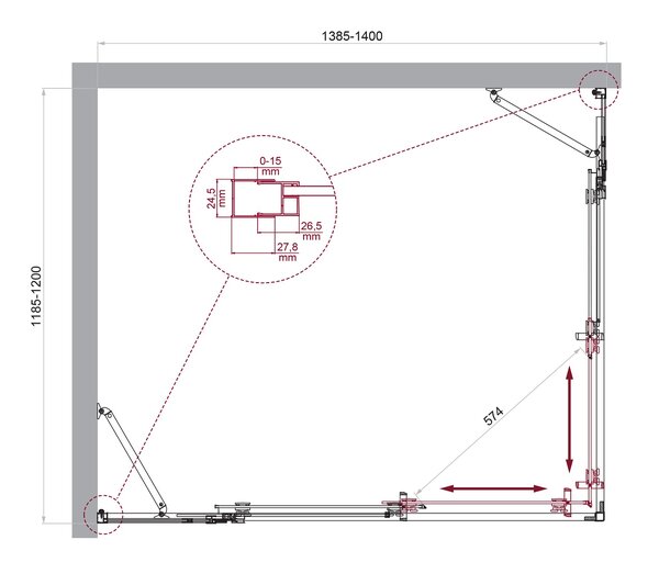 Душевой уголок BelBagno LUCE-AH-22-140/120-C-Cr