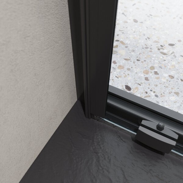 Душевая дверь BelBagno LUCE-BF-1-120-C-NERO, стекло прозрачное, регулировка 118,5-121,5 см