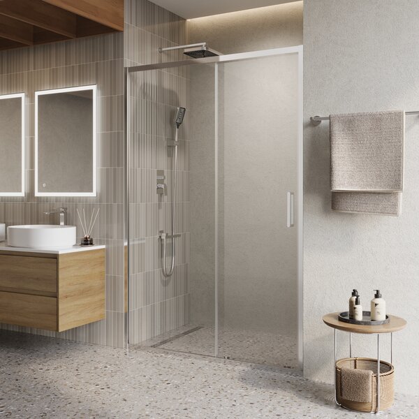 Душевая дверь BelBagno LUCE-BF-1-130-C-Cr, стекло прозрачное, регулировка 128,5-131,5 см