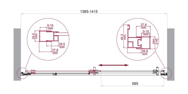 Душевая дверь BelBagno LUCE-BF-1-140-C-Cr, стекло прозрачное, регулировка 138,5-141,5 см