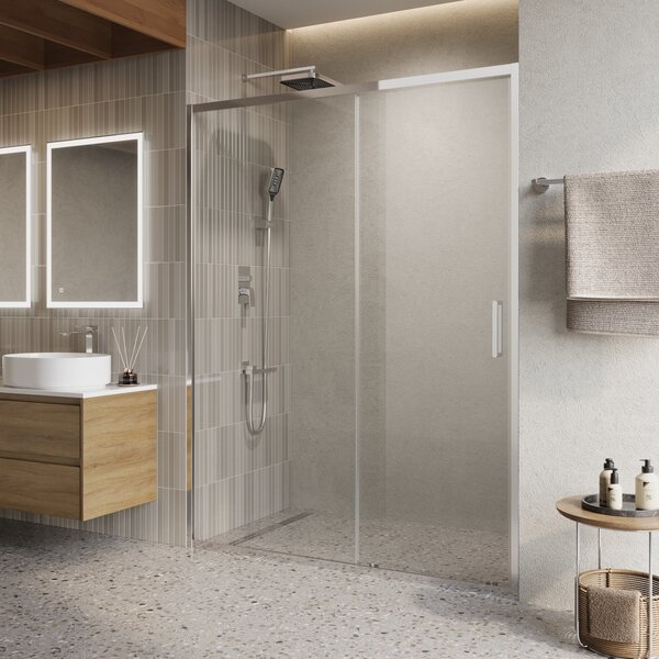 Душевая дверь BelBagno LUCE-BF-1-150-C-Cr, стекло прозрачное, регулировка 148,5-151,5 см