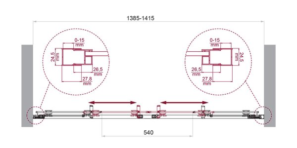 Душевая дверь BelBagno LUCE-BF-2-140-C-Cr, стекло прозрачное, регулировка 138,5-141,5 см