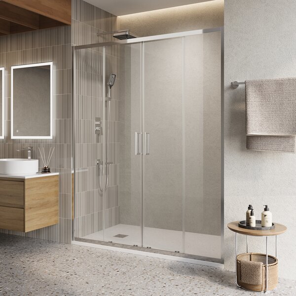 Душевая дверь BelBagno LUCE-BF-2-150-C-Cr, стекло прозрачное, регулировка 148,5-151,5 см