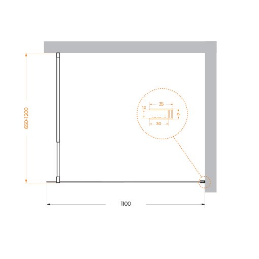 Душевая перегородка BelBagno KRAFT-L-1-110-C-Cr