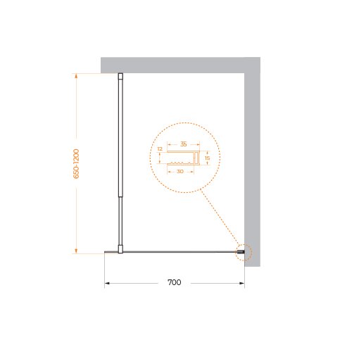 Душевая перегородка BelBagno KRAFT-L-1-70-C-Cr