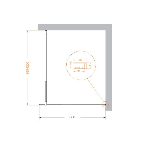 Душевая перегородка BelBagno KRAFT-L-1-80-C-NERO