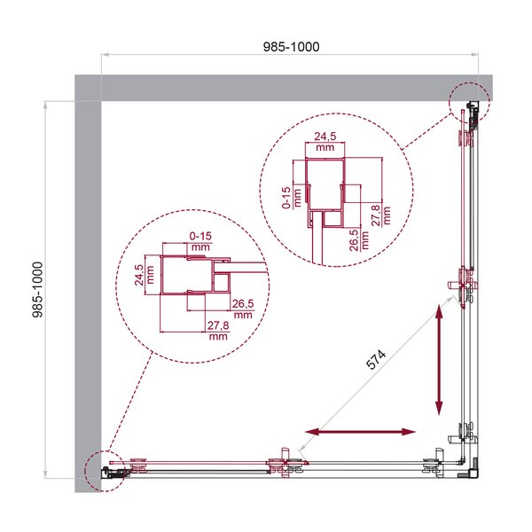 Душевой уголок BelBagno LUCE-A-2-100-C-ORO