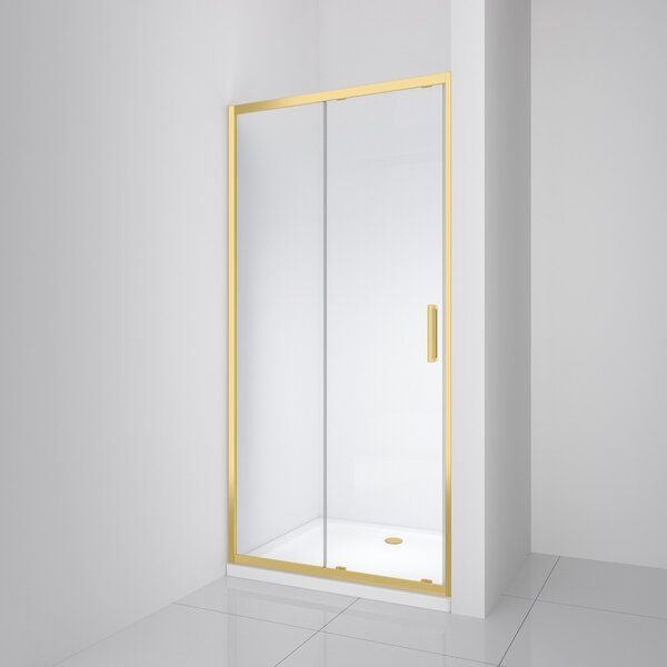 Душевая дверь BelBagno LUCE-BF-1-100-C-ORO, стекло прозрачное, регулировка 98,5-101,5 см