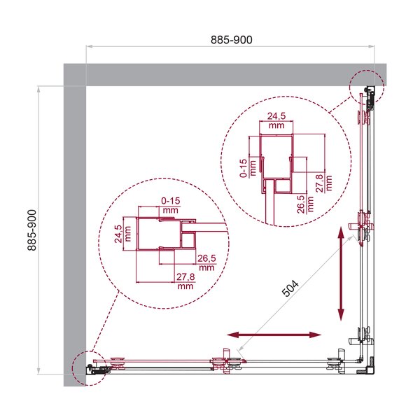 Душевой уголок BelBagno LUCE-A-2-90-P-ORO