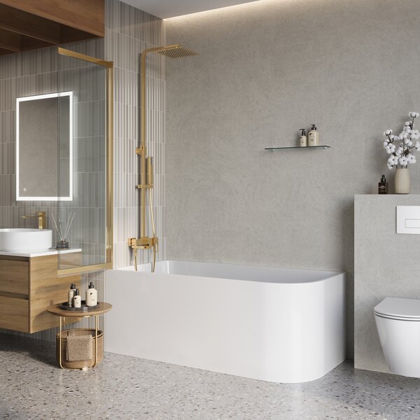 Душевая шторка на ванну BelBagno LUCE-VF-11-90/145-C-ORO