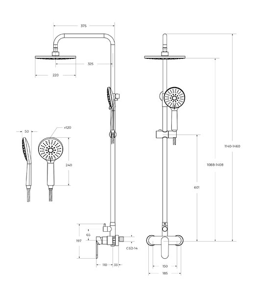 Душевая стойка со смесителем CEZARES STYLUS-CD-BORO