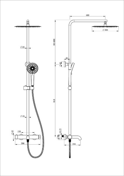 Душевая система WONZON & WOGHAND STICK, Хром (WW-88739017-CR)