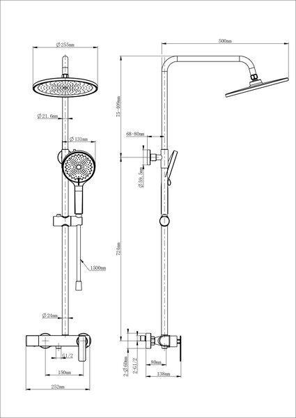 Душевая система WONZON & WOGHAND, Белый матовый (WW-B3517-MW)