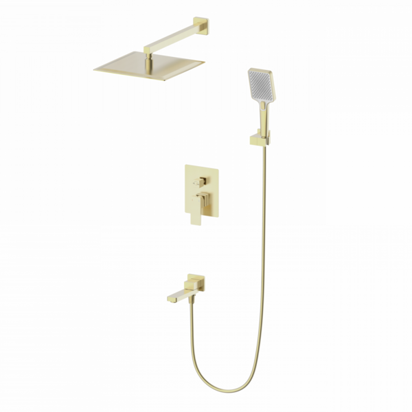 Душевая система встраиваемая WONZON & WOGHAND CUBE 2.0, Брашированное золото (WW-88087068-BG)