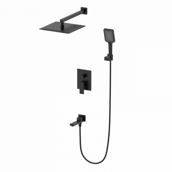 Душевая система встраиваемая WONZON & WOGHAND CUBE 2.0, Черный матовый (WW-88087068-MB)