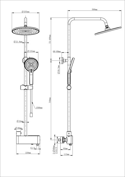 Душевая система с термостатом WONZON & WOGHAND MUSE Corno, Белый матовый (WW-B3110-MW)