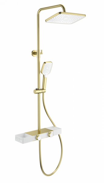 Душевая система с термостатом WONZON & WOGHAND Shelf, Брашированное золото (WW-B3552-BG)