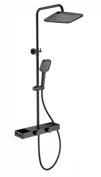 Душевая система с термостатом WONZON & WOGHAND Shelf, Черный матовый (WW-B3552-MB)