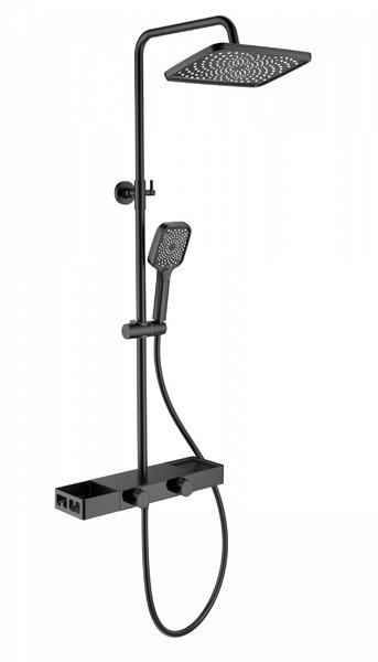 Душевая система с термостатом WONZON & WOGHAND Shelf, Черный матовый (WW-B3552-MB)