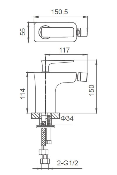 Смеситель для биде WONZON & WOGHAND SHARK, Хром (WW-485001-CR)