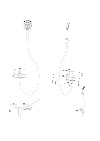 Смеситель для ванны с душем WONZON & WOGHAND ALFA, Белый матовый (WW-AE3204-MW)