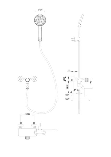 Смеситель для ванны с душем WONZON & WOGHAND CLICK, Черный матовый (WW-FE05L221-MB)