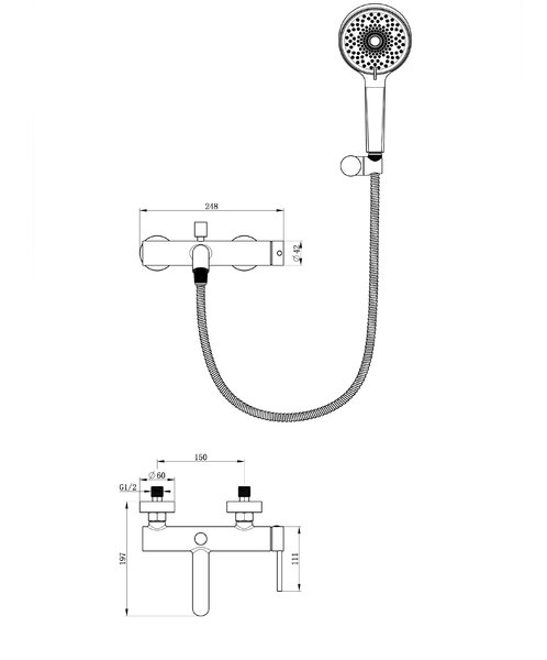Смеситель для ванны с душем WONZON & WOGHAND STICK, Брашированное золото (WW-88639017- BG)
