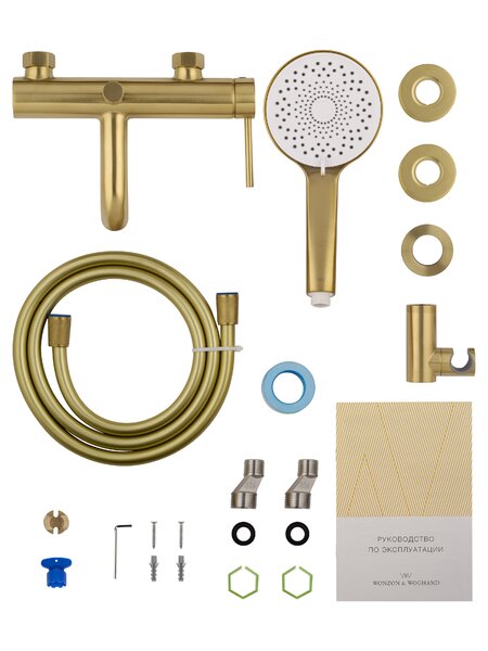 Смеситель для ванны с душем WONZON & WOGHAND STICK, Брашированное золото (WW-88639017- BG)