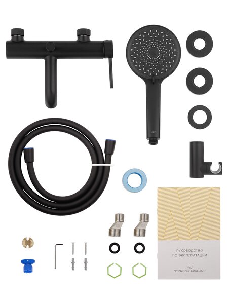 Смеситель для ванны с душем WONZON & WOGHAND STICK, Черный матовый (WW-88639017-MB)