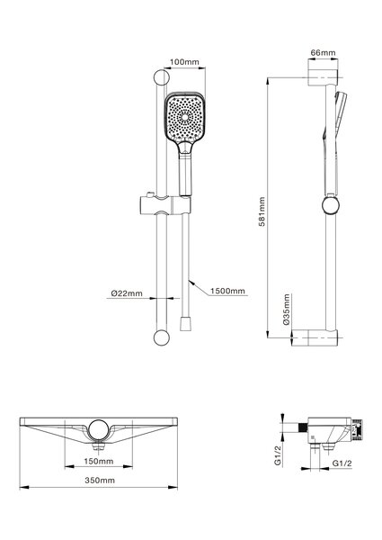 Смеситель для ванны с душем и термостатом WONZON & WOGHAND Onix, Белый матовый (WW-B2551-A-MW)