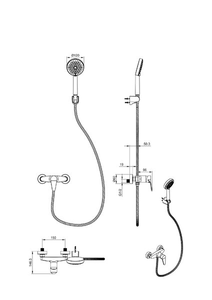 Смеситель для душа WONZON & WOGHAND ALFA, Белый матовый (WW-AE3102-MW)