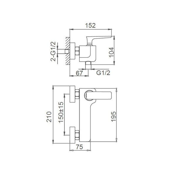 Смеситель для душа WONZON & WOGHAND SHARK, Хром (WW-484101-CR)