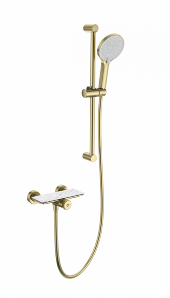 Смеситель для душа с гарнитуром WONZON & WOGHAND ClickPlate, Брашированное золото (WW-B2052-A- BG)