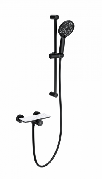 Смеситель для душа с гарнитуромWONZON & WOGHAND ClickPlate, Черный матовый (WW-B2052-A-MB)
