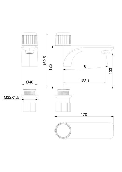 Смеситель для раковины WONZON & WOGHAND CLICK, Хром (WW-A40412-CR)
