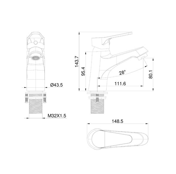 Смеситель для раковины WONZON & WOGHAND, Белый матовый (WW-A40212-MW)